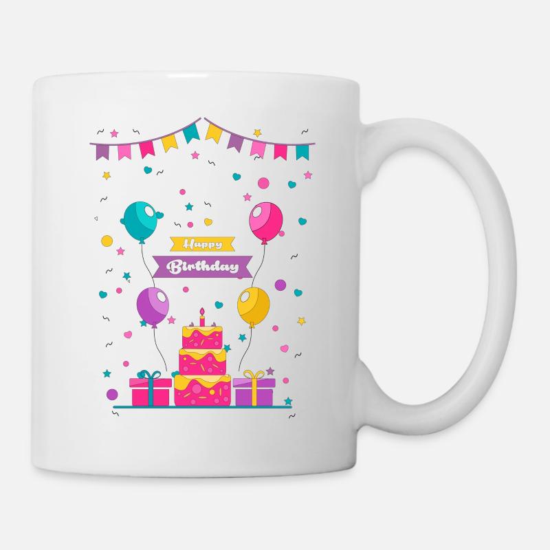 Happy Birthday Design - Tasse - Weiß