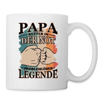 Papa | Retter in der Not | Problemlöser | Legende - Tasse - Weiß - Rechts