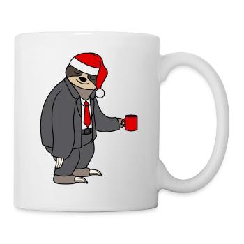 Sloth Suit Office Christmas Hat Santa Claus - Mug - white - Right