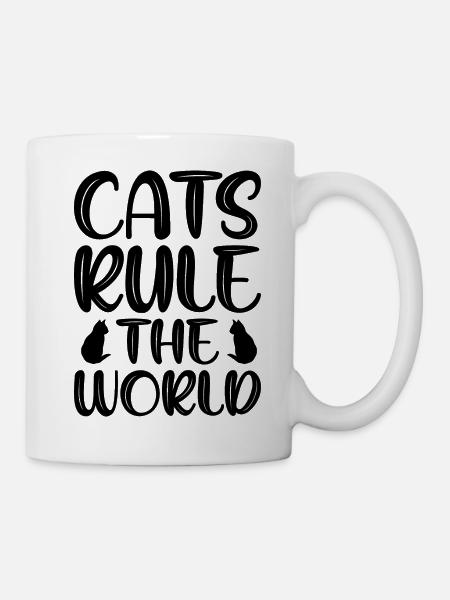 Katzen beherrschen die Welt - Tasse - Weiß