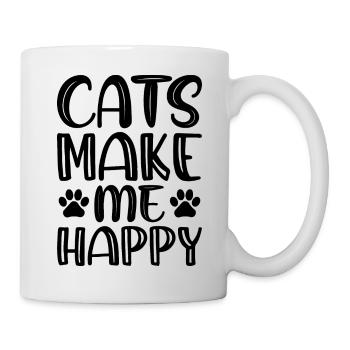 cats make me happy - Mug - white - Right