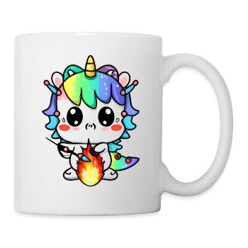 00221 süßes Drachen Einhorn Baby spielt mit Feuer - Tasse - Weiß - Rechts