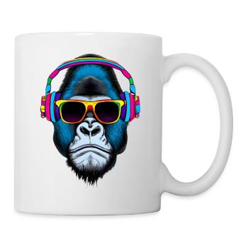 Hingucker Gorilla mit Kopfhörern und Sonnenbrille - Tasse - Weiß - Rechts