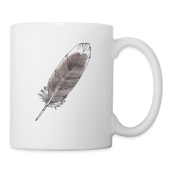 Feder Grau Handgezeichnet (Graugans) - Tasse - Weiß - Rechts