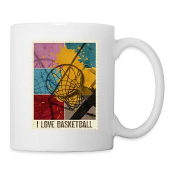Basketball Basketballer Korb Sport Briefmarke - Tasse - Weiß - Rechts