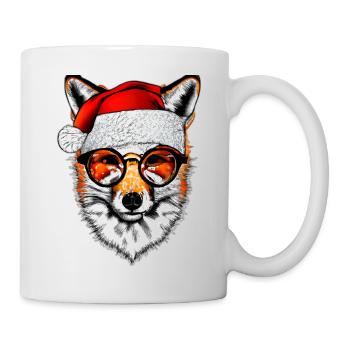 Weihnachten Christmas Fuchs mit Brille - Tasse - Weiß - Rechts
