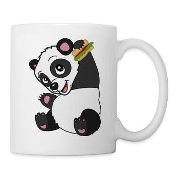 Süßer Baby Panda mit Sandwich - Tasse - Weiß - Rechts
