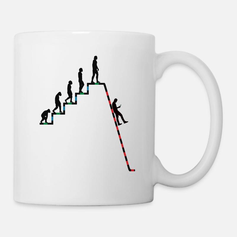Evolution Richtung Abgrund - Tasse - Weiß