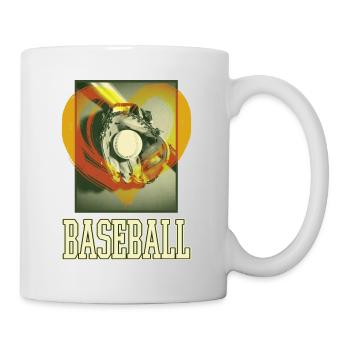 Baseball Ball Handschuh Schläger Vintage Retro - Tasse - Weiß - Rechts