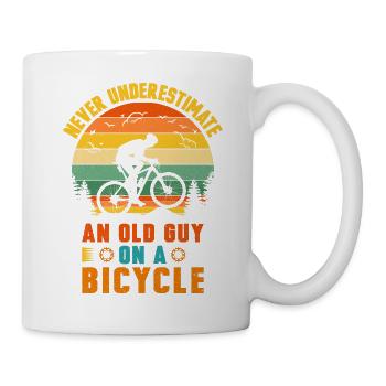 An old man with bicycle gift funny cyclist - Mug - white - Right