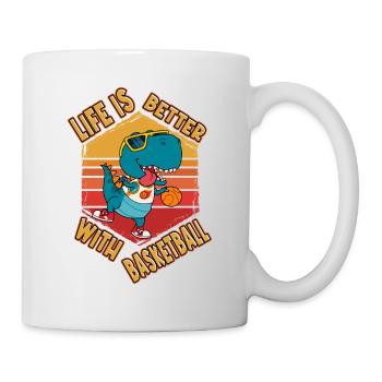 Basketball Dino T-Rex Player Sport Vintage Retro - Mug blanc - blanc - Droite