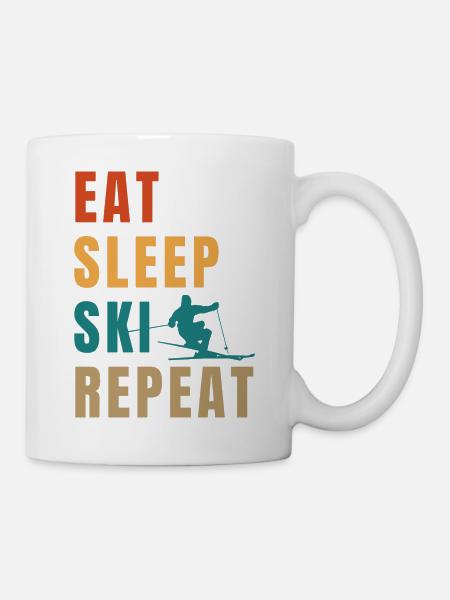 Manger dormir ski répéter - Mug blanc - blanc