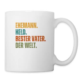 Ehemann Held bester Vater der Welt Geschenk - Tasse - Weiß - Rechts