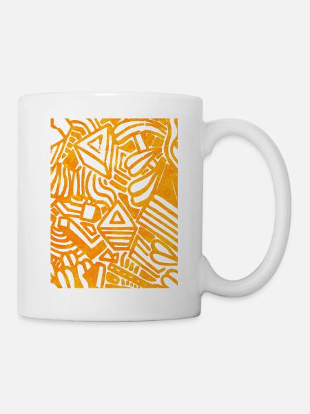 Geometrischer Druck - Tasse - Weiß