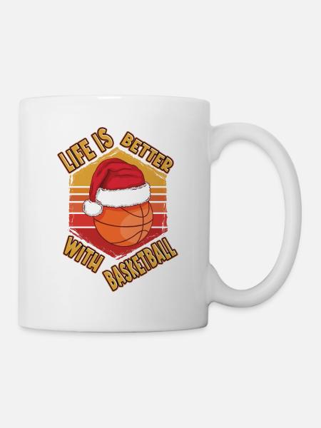 Basketball Weihnachten Weihnachtsmütze - Tasse - Weiß