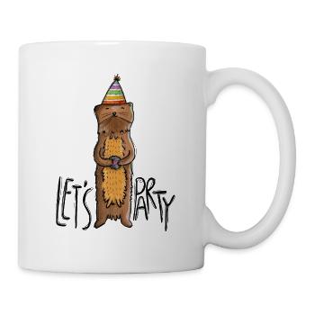 Cute otter with party hat and funny saying party - Mug - white - Right
