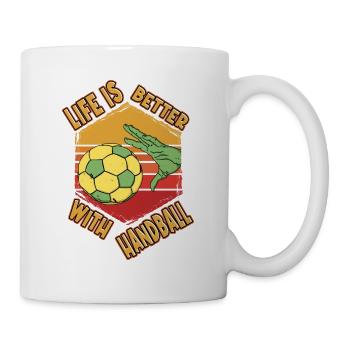 Handball Handballer Spieler Sport Vintage Retro - Tasse - Weiß - Rechts