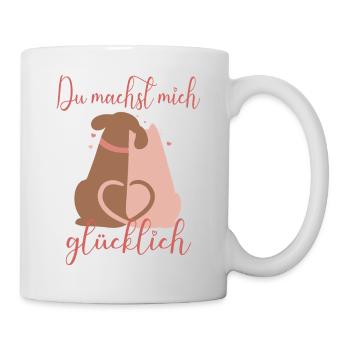 Du machst mich glücklich Katze Hund Valentinstag - Tasse - Weiß - Rechts