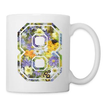 Numero 8 fleur, Équipe Foot, basket université - Mug blanc - blanc - Droite