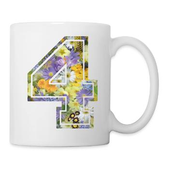 Numero 4 fleur, Équipe Foot, basket université - Mug blanc - blanc - Droite