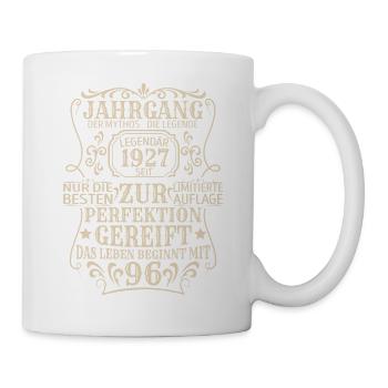 Geburtstagsgeschenk Geboren 1927 96 Jahre - Tasse - Weiß - Rechts