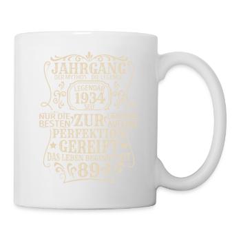 Geburtstagsgeschenk Geboren 1934 89 Jahre - Tasse - Weiß - Rechts