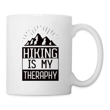 Hiking is my Therapy - schwarzes Design - Tasse - Weiß - Rechts