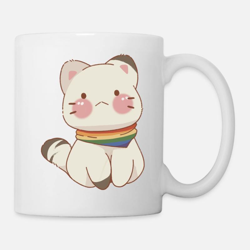 süße Katze mit Pride-Halsband - Tasse - Weiß