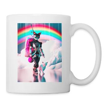 Cyborg Katzen Sci-fi Geisha Geschenkidee - Tasse - Weiß - Rechts