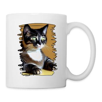 Katzen gesicht 9 - Tasse - Weiß - Rechts