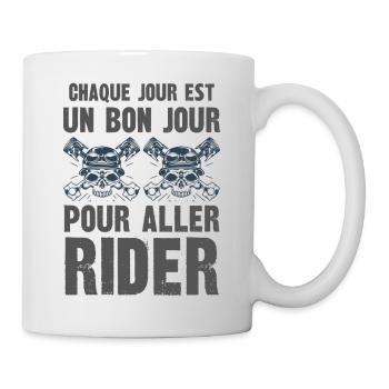 bon jour pour aller rider - Mug blanc - blanc - Droite