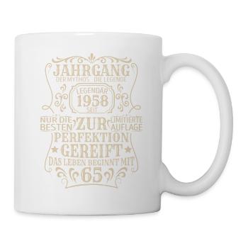 Geburtstagsgeschenk Geboren 1958 65 Jahre - Tasse - Weiß - Rechts