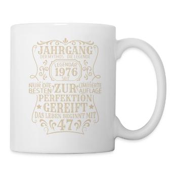 Geburtstagsgeschenk Geboren 1976 47 Jahre - Tasse - Weiß - Rechts