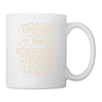 Geburtstagsgeschenk Geboren 1981 42 Jahre - Tasse - Weiß - Rechts