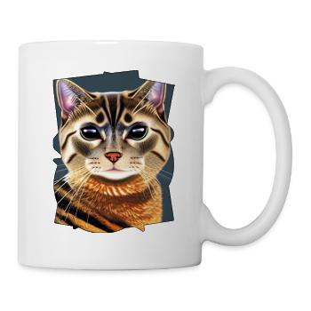 Katzen gesicht - Tasse - Weiß - Rechts