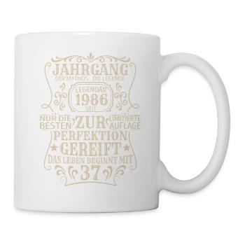 Geburtstagsgeschenk Geboren 1986 37 Jahre - Tasse - Weiß - Rechts