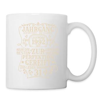 Geburtstagsgeschenk Geboren 1992 31 Jahre - Tasse - Weiß - Rechts