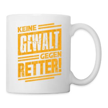 Keine Gewalt gegen Retter - Feuerwehr - Polizei - Tasse - Weiß - Rechts