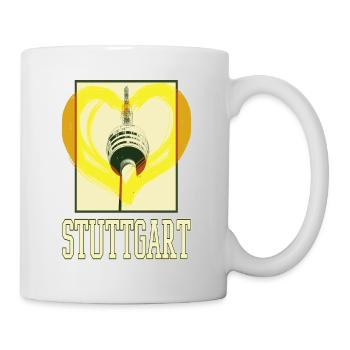 Stuttgart Deutschland Stadt Skyline Herz Liebe - Tasse - Weiß - Rechts
