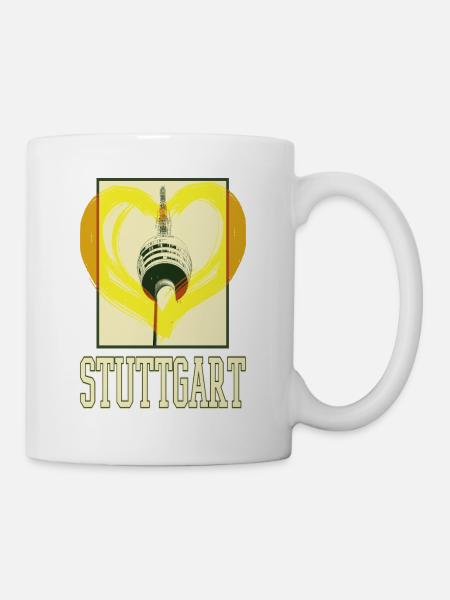 Stuttgart Deutschland Stadt Skyline Herz Liebe - Tasse - Weiß