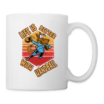 Handball Handballer Spieler Pferd Vintage Retro - Tasse - Weiß - Rechts