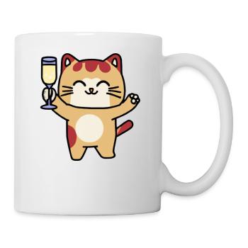 Chat Vin mousseux Sweet Gift Idea Celebration Party Glass - Mug blanc - blanc - Droite