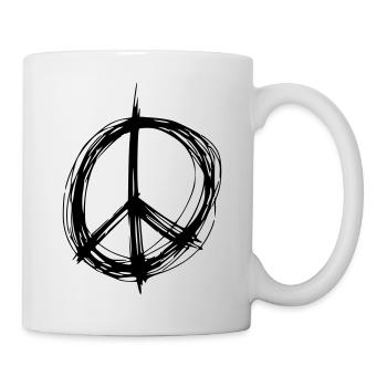 Signe de la Paix Dessin de la Paix Croquis noir - Mug blanc - blanc - Droite