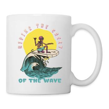 Riding The Crest Of The Wave Cool Retro Surfer - Tasse - Weiß - Rechts