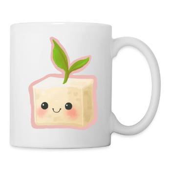 Cute Tofu Vegan Illustration Kawaii - Tasse - Weiß - Rechts