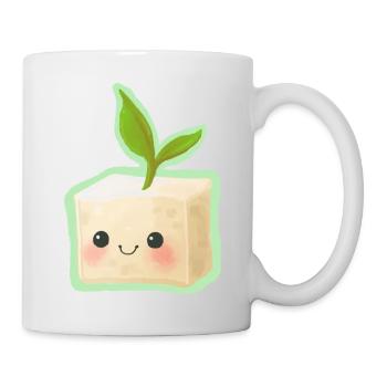 Cute Tofu Illustration - Tasse - Weiß - Rechts