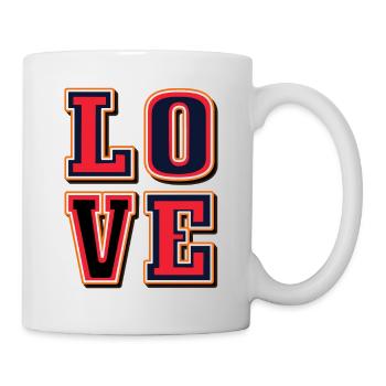 Love, Liebe, Amore T-Shirt für Mann und Frauen - Tasse - Weiß - Rechts