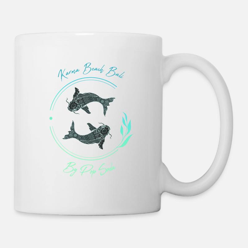 Karma Beach fishes bleu - Mug blanc - blanc