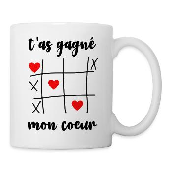 t'as gagné mon cœur - Mug blanc - blanc - Droite