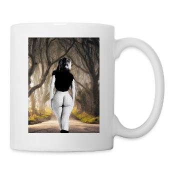 Girl von hinten im Wald Kunst - Tasse - Weiß - Rechts